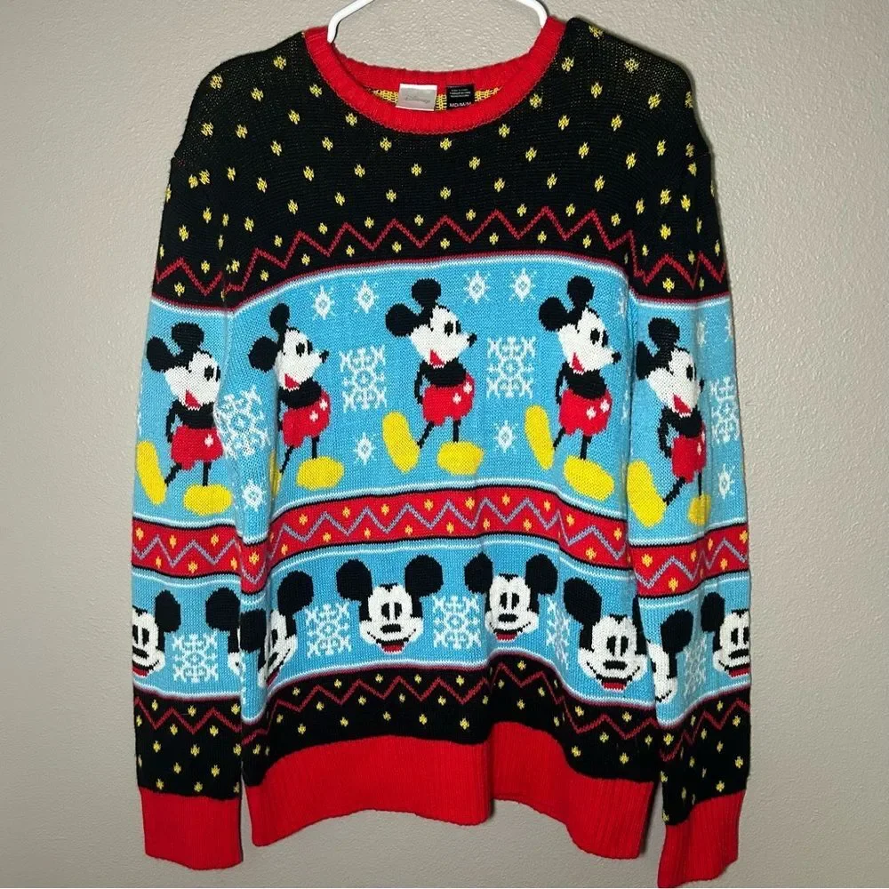 Disney Mickey Mouse Fairisle Knit Ugly Christmas Sweater Men’s Size Medium